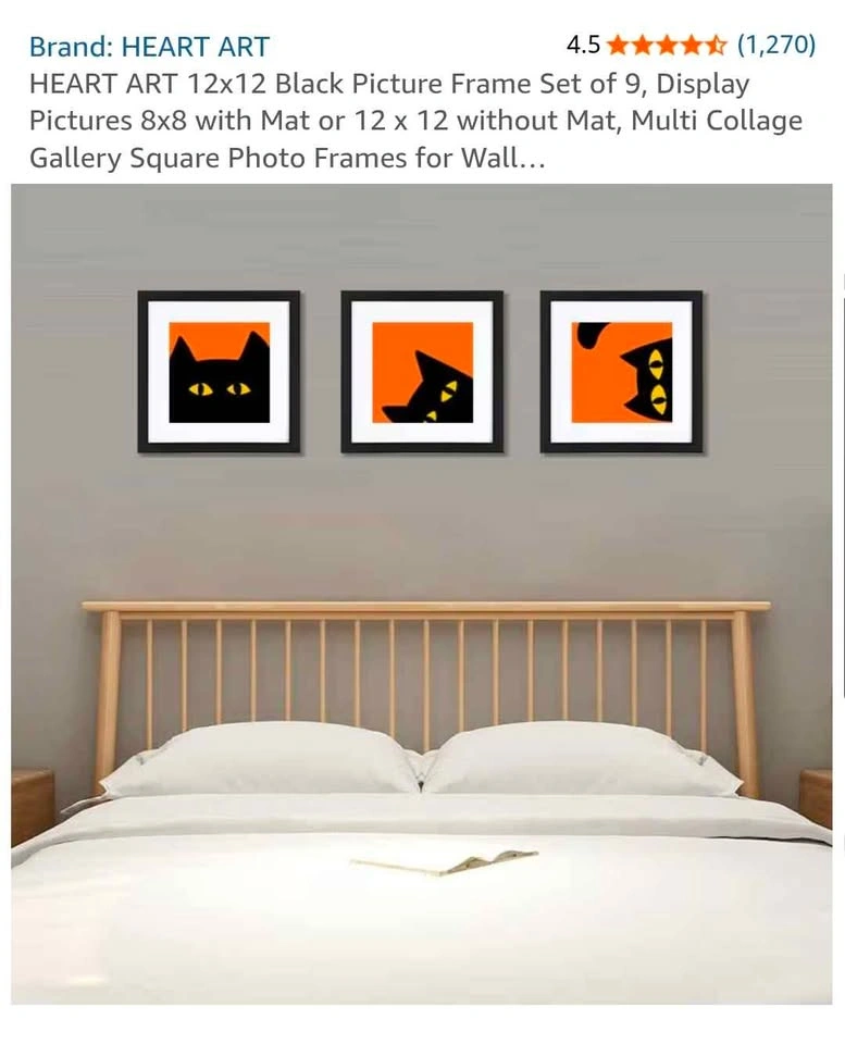 HEART ART 12x12 Black Picture Frame Set of 9 - photo 3