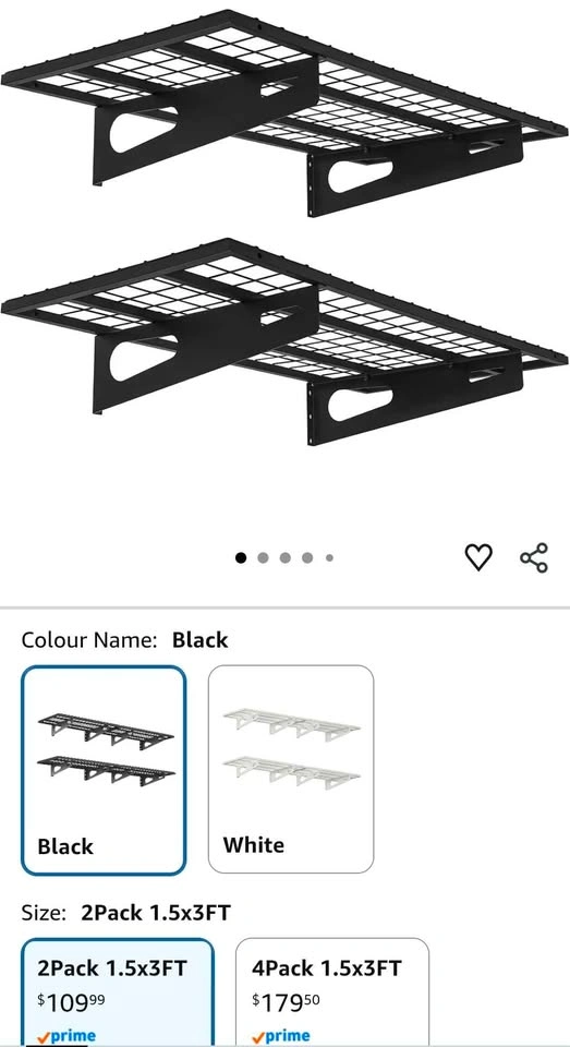 HOHYN Garage Shelving Wall Mounted Storage Rack 2-pack 36"x18" - photo 3