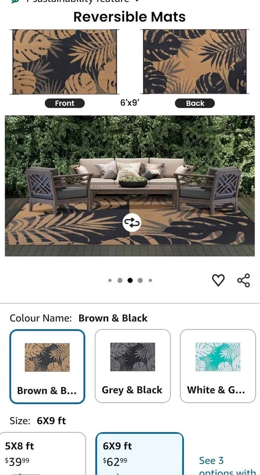 OLANLY Waterproof Outdoor Rug 6'x9' - photo 2