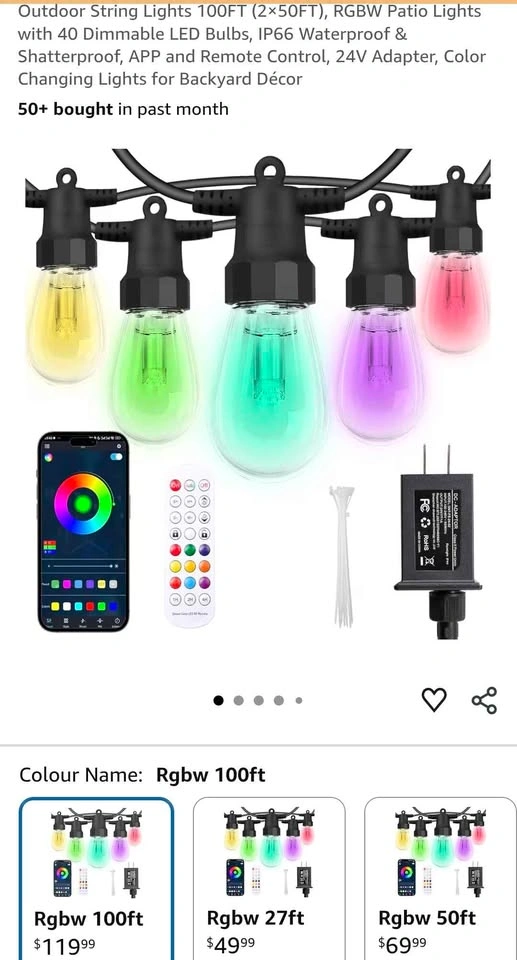CAWWS Outdoor String Lights 100FT - photo 3