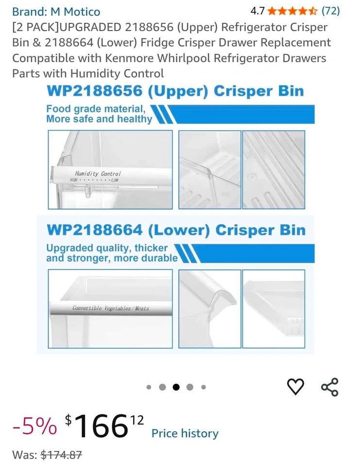 M Motico Refrigerator Crisper Bins 2188656 & 2188664 - photo 2