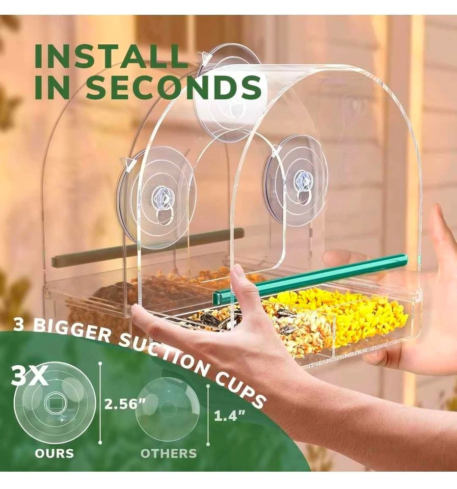 SUNALLY Clear Window Bird Feeder Suction Cup Mount - photo 3