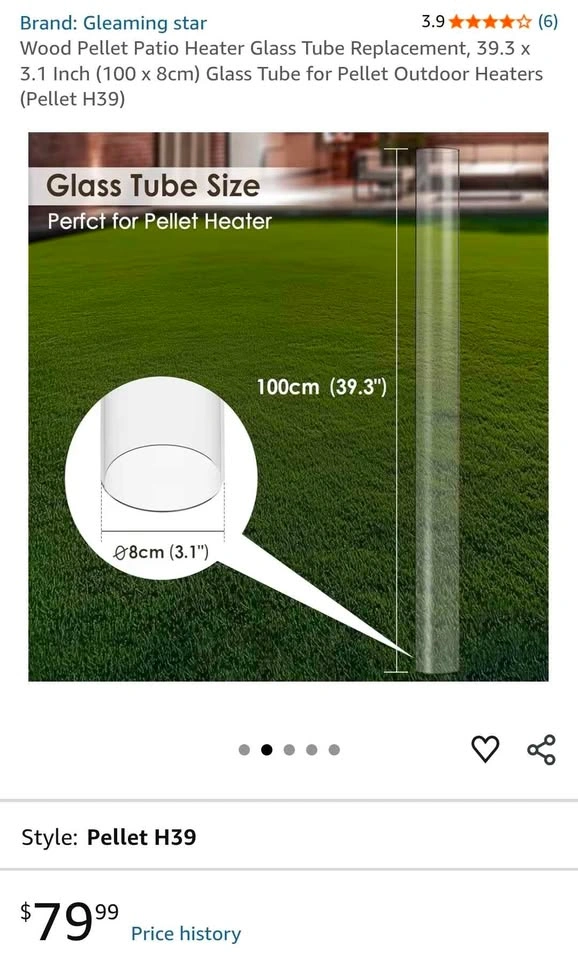 Gleaming star Pellet Patio Heater Glass Tube Replacement H39 - photo 2