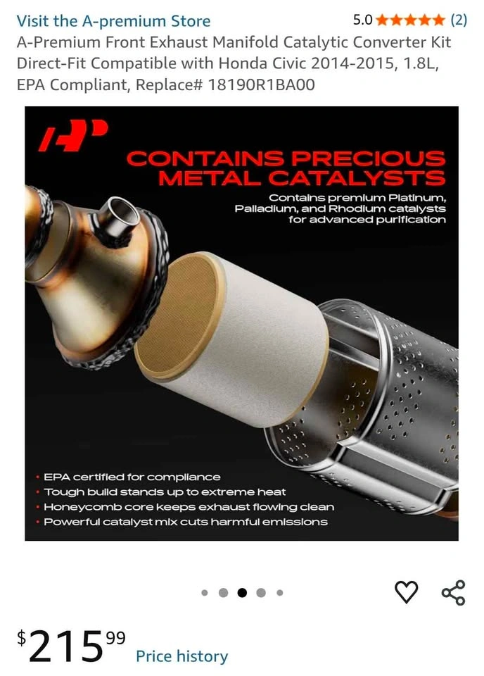 A-Premium Catalytic Converter Kit Honda Civic (Front) - photo 2