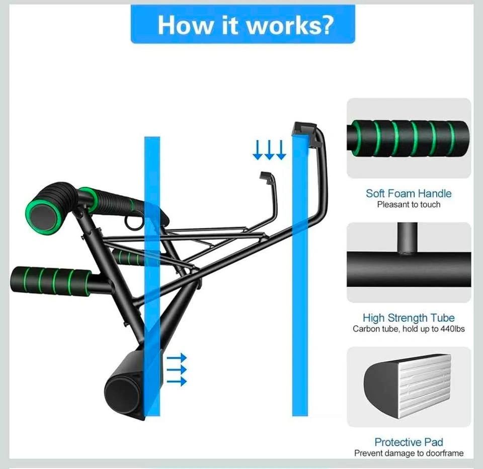 HAKENO Pull Up Bar Doorway Chin-Up Bar Frame with Suspension Str - photo 4