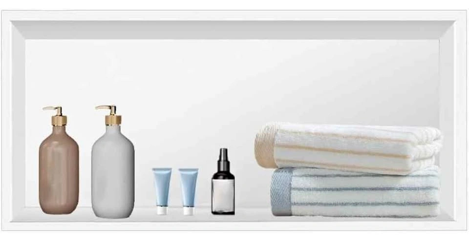 Recessed Shower Niche Shelf cream white 12"x24"