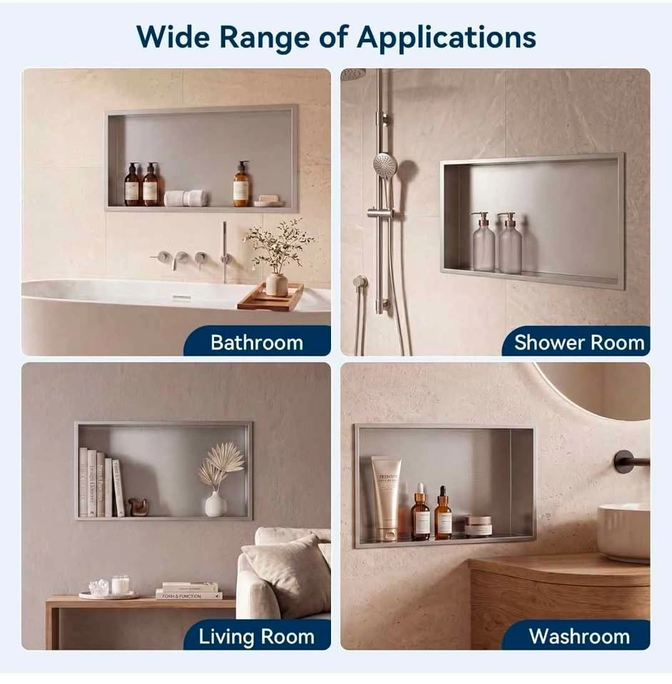 Recessed Shower Niche Shelf cream white 12"x24" - photo 4