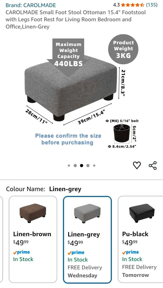 CAROLMADE Small Foot Stool Ottoman - photo 2