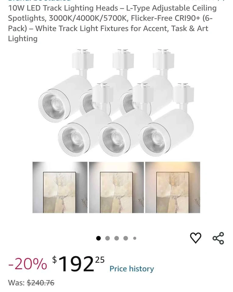 6-Pack White 10W LED L-Type Track Lighting Heads - photo 2