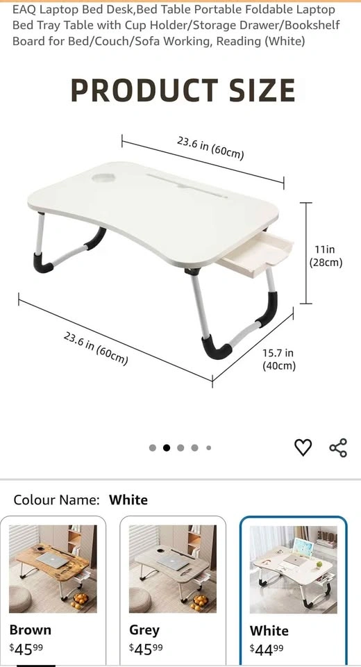 EAQ Laptop Bed Desk, Portable Foldable Bed Tray Table - photo 2