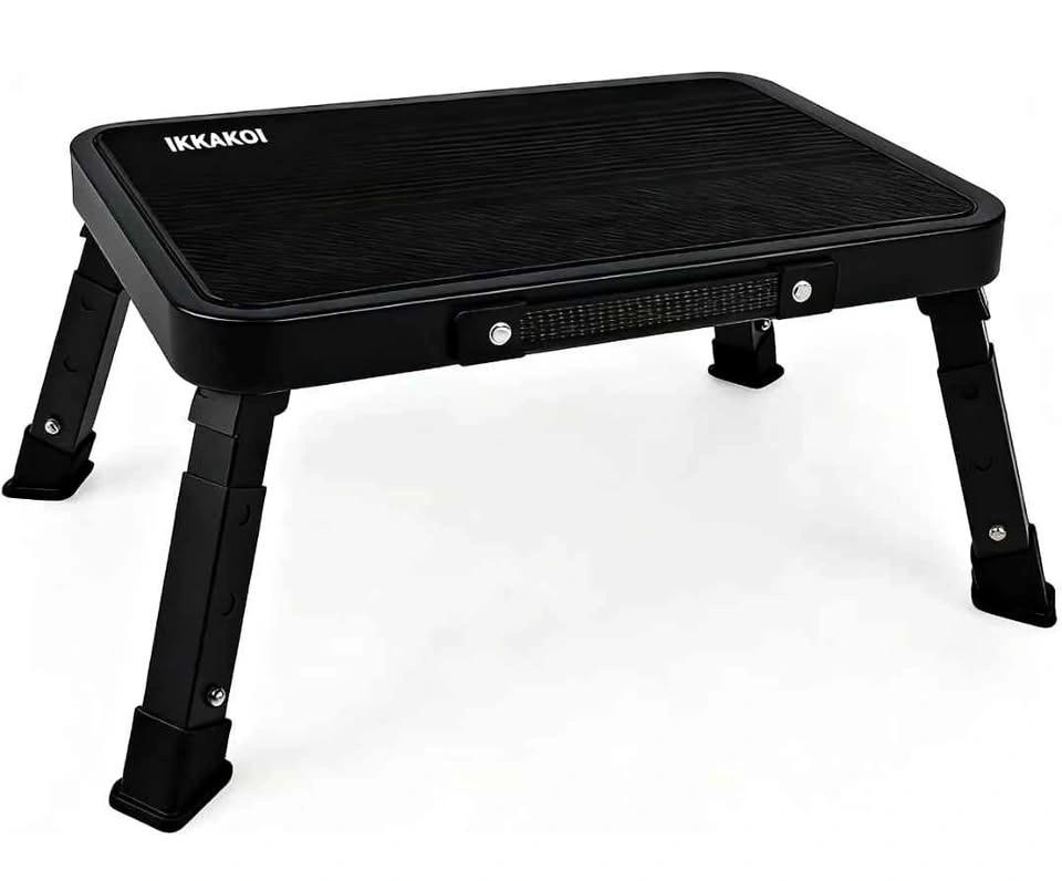 IKKAKOI Folding Height-Adjustable Step Stool Black 500lb