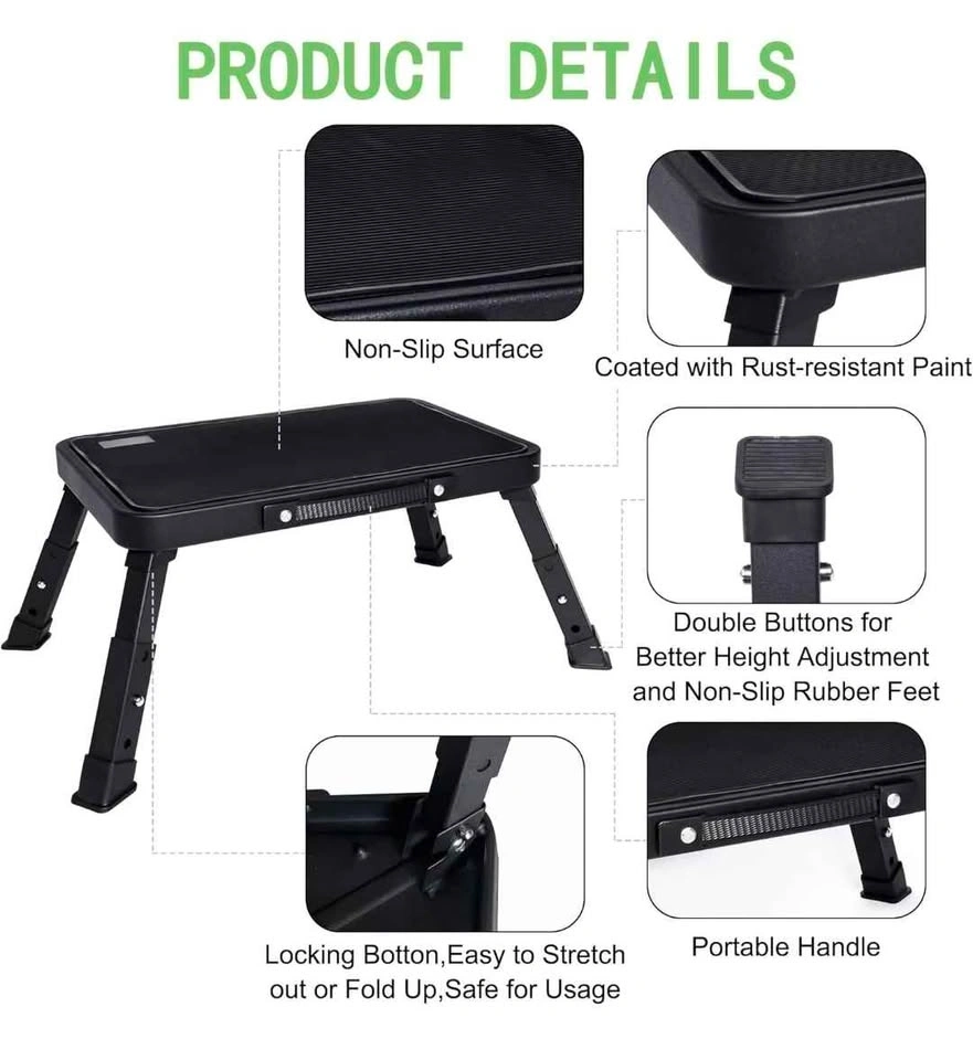 IKKAKOI Folding Height-Adjustable Step Stool Black 500lb - photo 3