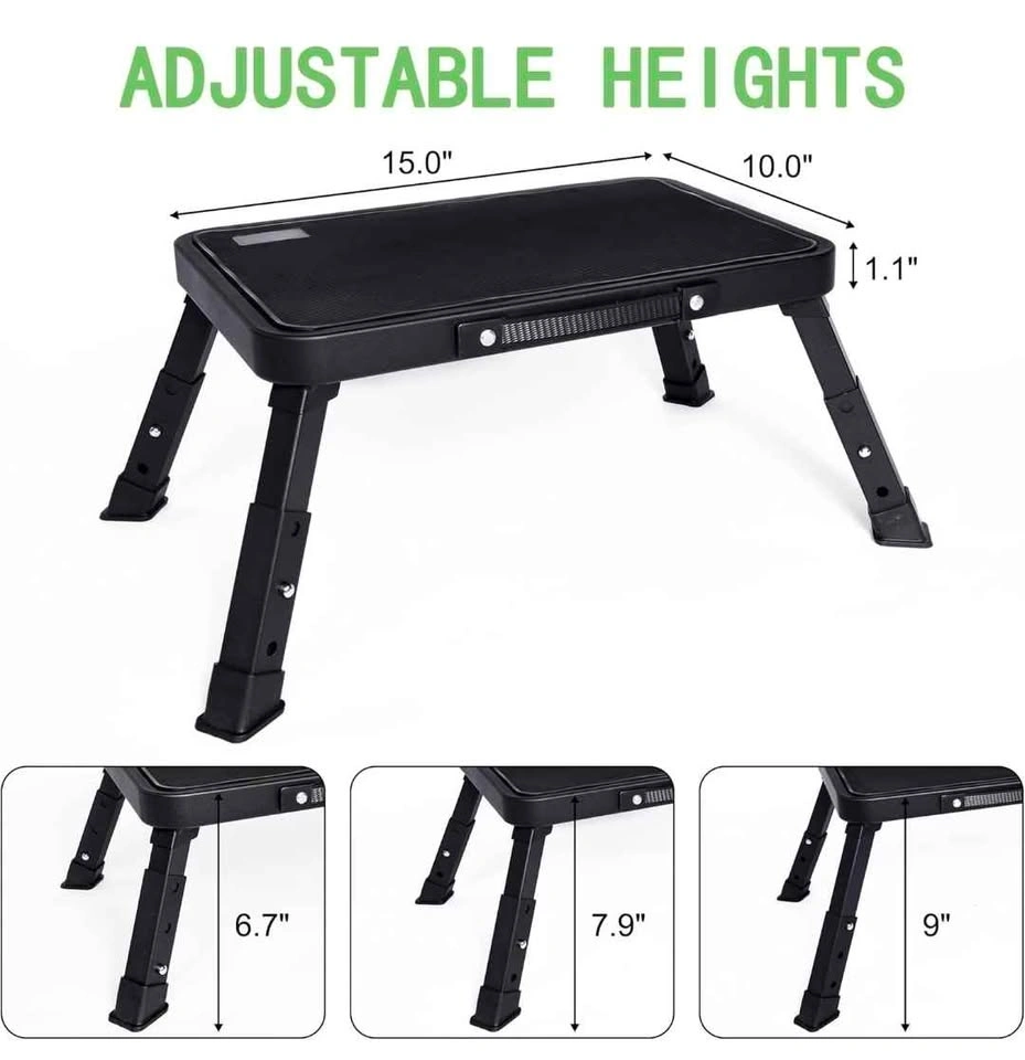 IKKAKOI Folding Height-Adjustable Step Stool Black 500lb - photo 4