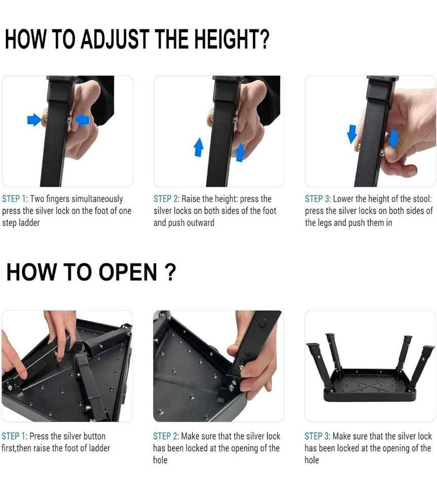 IKKAKOI Folding Height-Adjustable Step Stool Black 500lb - photo 5