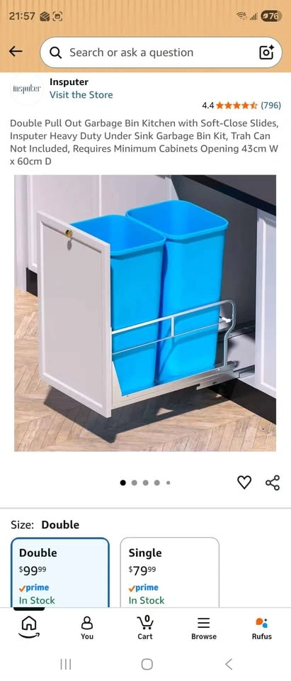 Insputer Double Pull Out Garbage Bin Kit Soft-Close Slides - photo 2