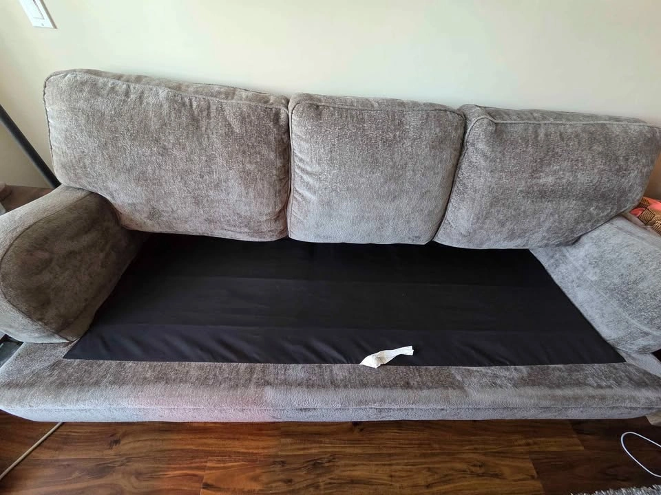 Beige Chenille Three-Cushion Sofa - photo 2