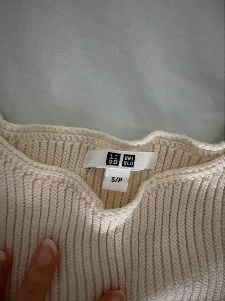 Uniqlo 100% Cotton Ribbed Knit Sweater – Size Small – Cream - photo 2