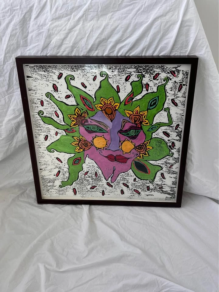 Wall Art Wood Framed Painting Abstract - photo 2