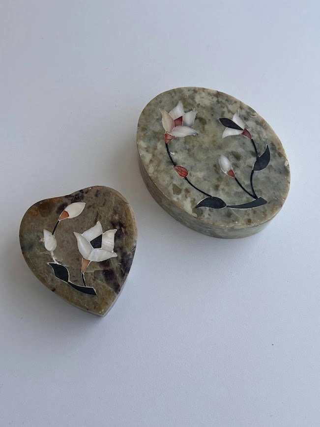 Matching Green Stone Trinket Boxes - photo 3