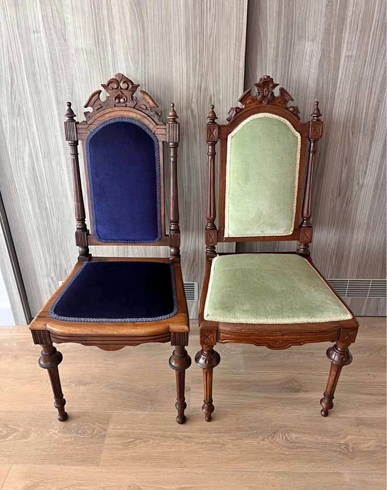 2 Matching Victorian Velvet Chairs