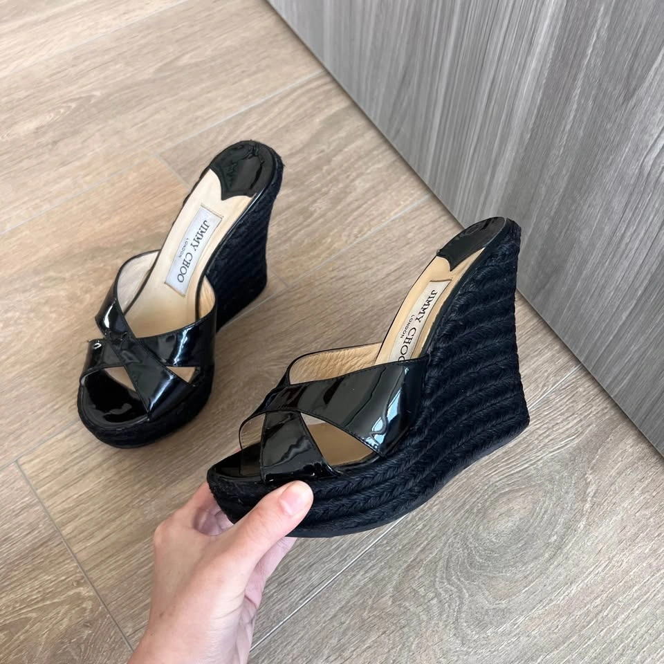Jimmy Choo Size 5 Patent Leather Wedge Sandals - photo 3