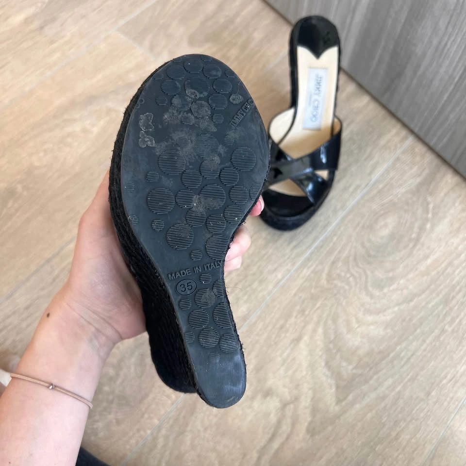 Jimmy Choo Size 5 Patent Leather Wedge Sandals - photo 5