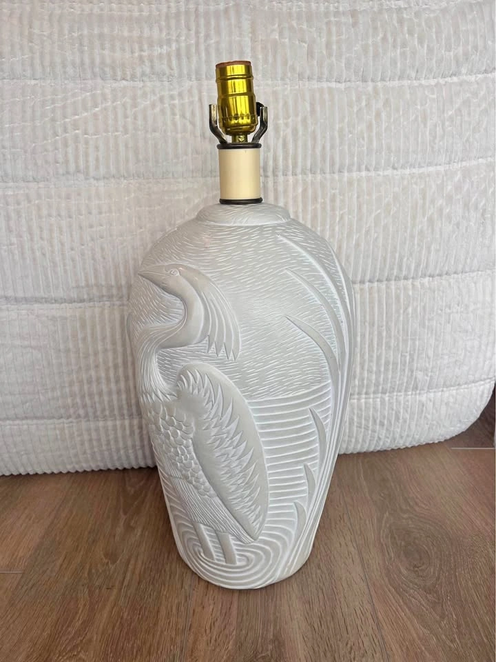 Vintage 70s Palm Beach Heron Lamp by Dayle Rushall