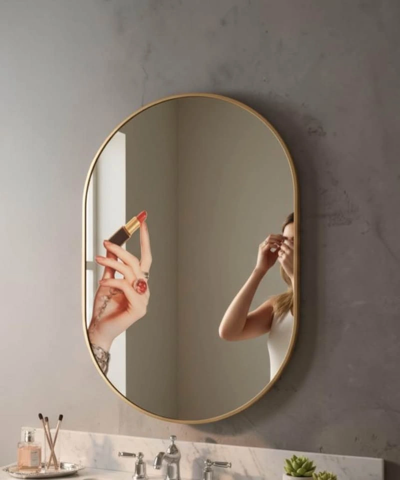Mirror with Lipstick Motif and Gold Trim - photo 3