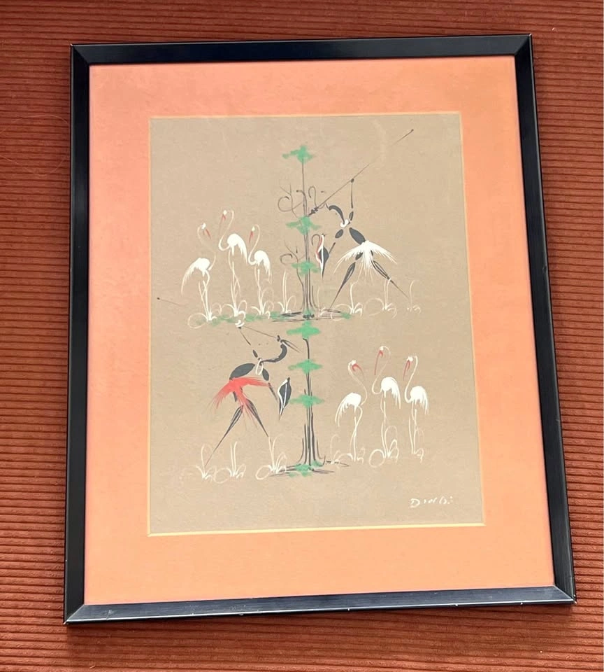 MCM African Gouache Painting Print