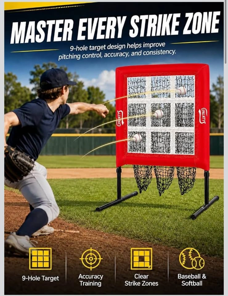 9 Hole Pitching Net with Strike Zone for Baseball/Softball - photo 2