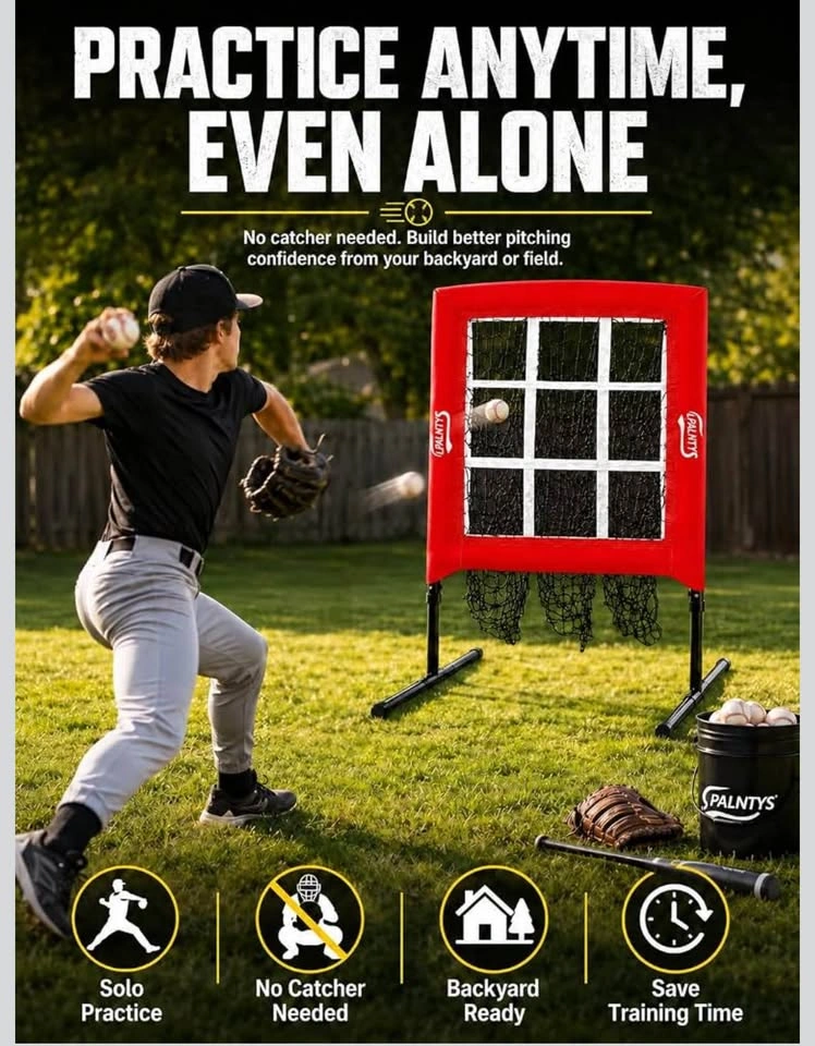 9 Hole Pitching Net with Strike Zone for Baseball/Softball - photo 4