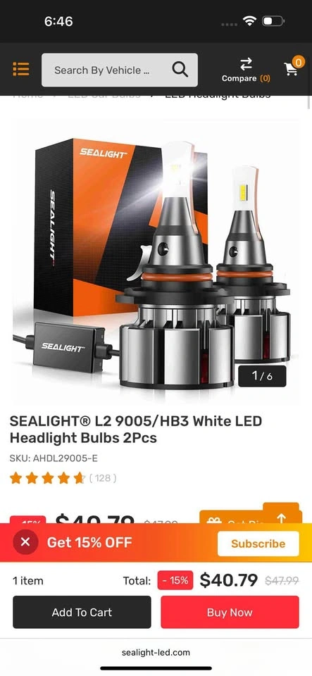 SEALIGHT L2S 9005/HB3 White LED Headlight Bulbs (2 Pcs) - photo 2