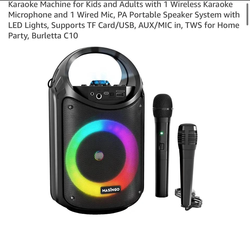 Wireless karaoke machine with 2 mics Bluetooth and wired