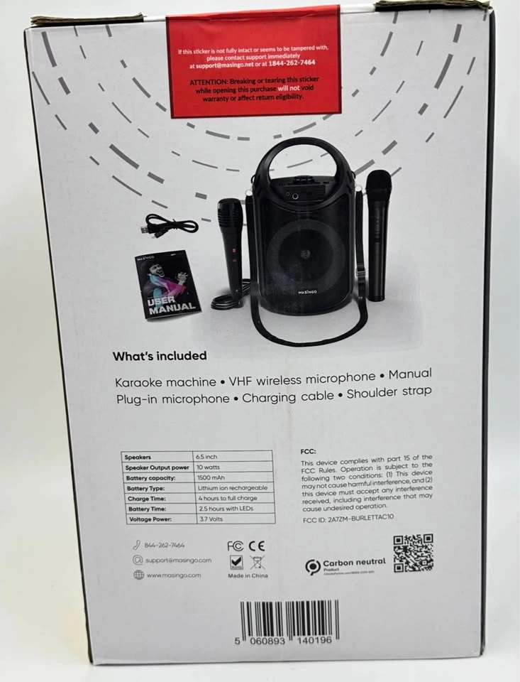 Wireless karaoke machine with 2 mics Bluetooth and wired - photo 4