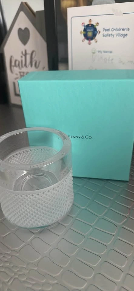 NEW Tiffany Co Diamond Point Candle Votive Holder Crystal - photo 3