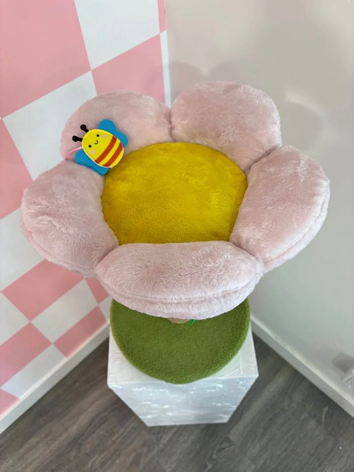 Pink Yellow Flower Cat Scratching Post and Bed