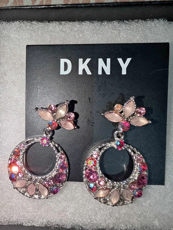 DKNY Pink Crystal Drop Earrings