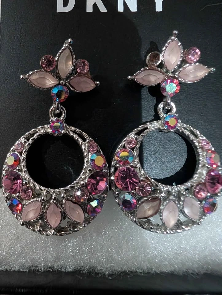 DKNY Pink Crystal Drop Earrings - photo 2