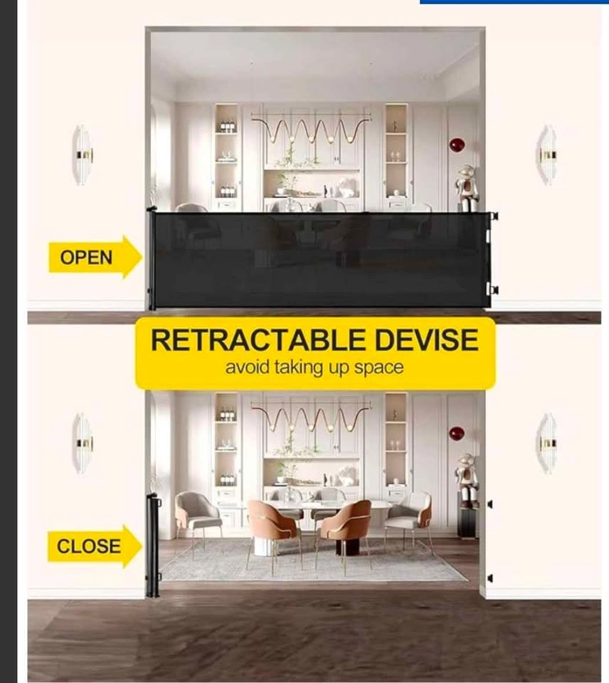 Retractable Baby Gate, Mesh Extra Wide 33 x 118 inches - photo 4