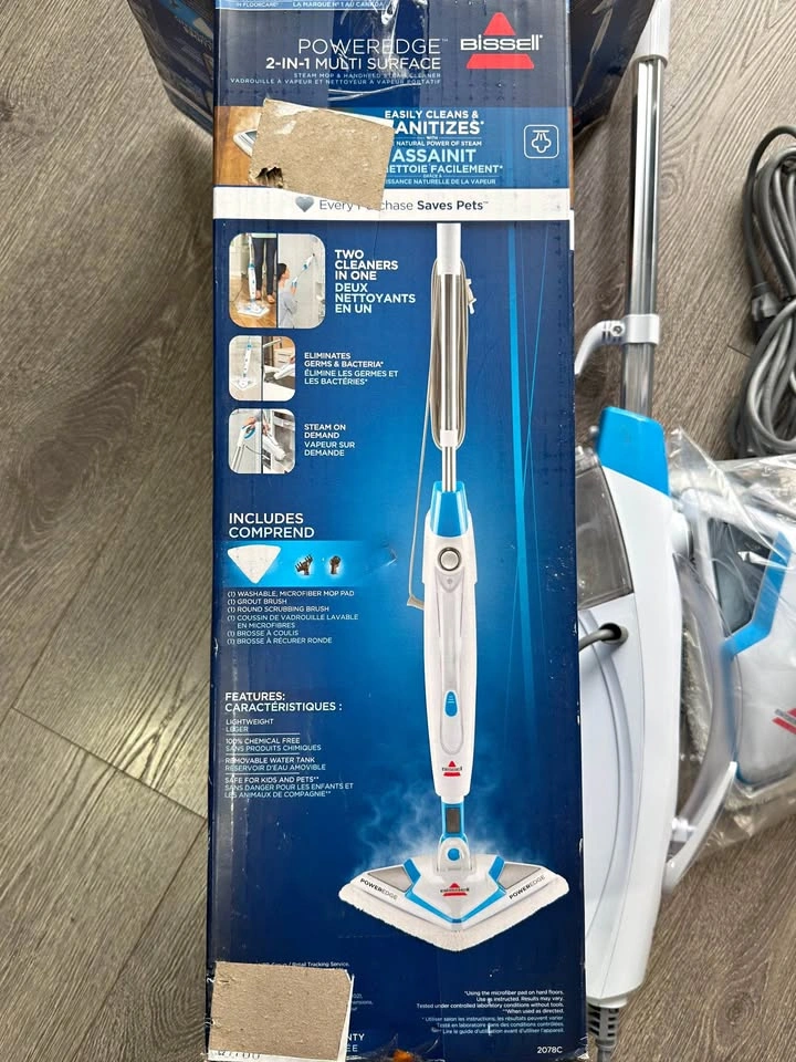 Bissell 2078C PowerEdge 2-in-1 Steam Mop, White/Blue