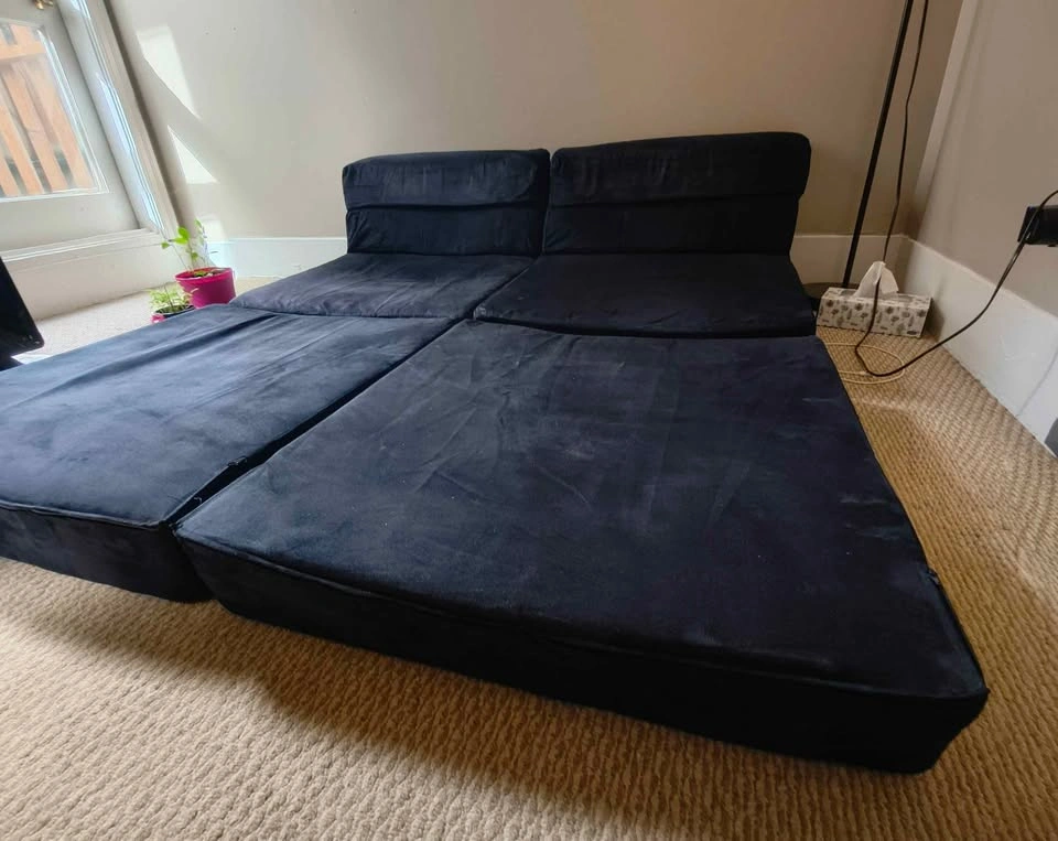 Modular Black velvety adjustable Floor Sofa - photo 3