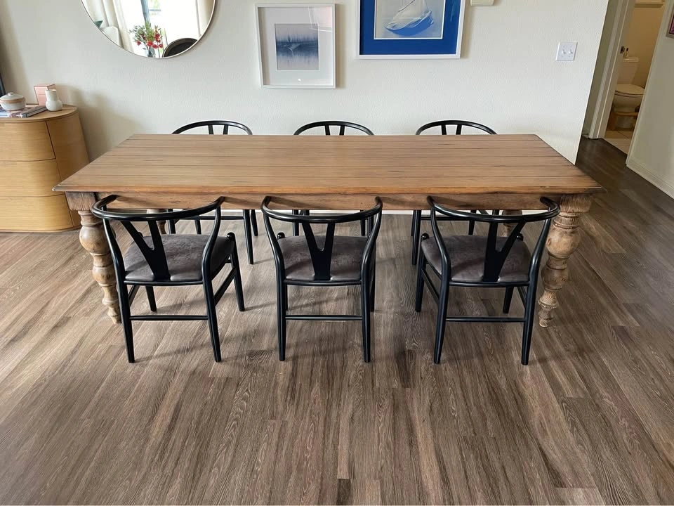 Set of 6 Black Wishbone Style Dining Chairs - photo 2