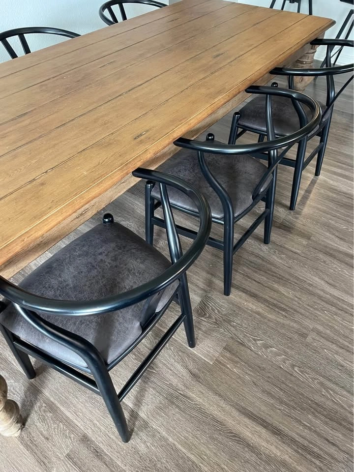 Set of 6 Black Wishbone Style Dining Chairs - photo 3