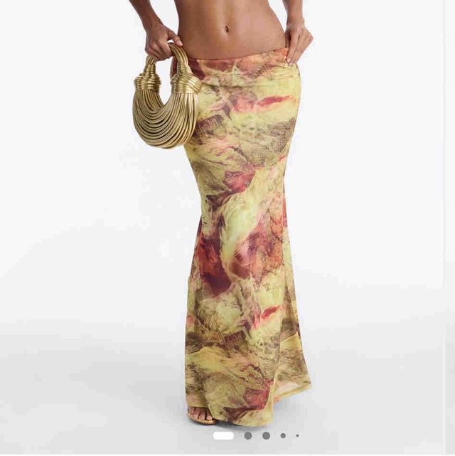 Fashion Nova Jungle Bae Mesh Maxi Skirt – Green Combo – NWT
