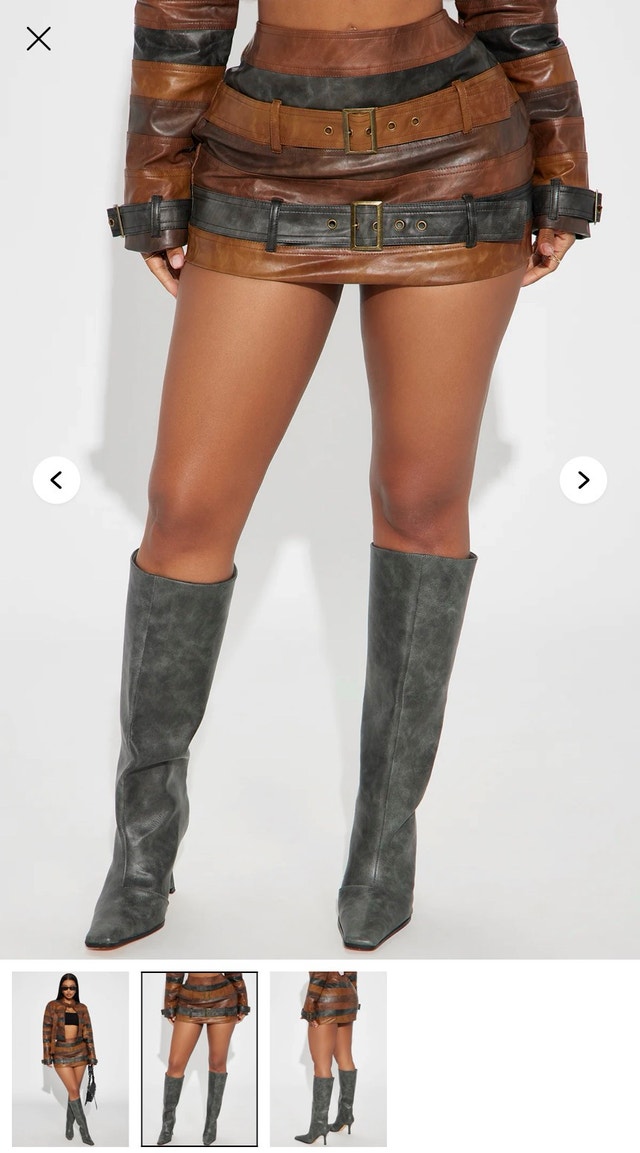 Fashion Nova Kira washed Faux Leather Belted Mini Skirt - photo 2