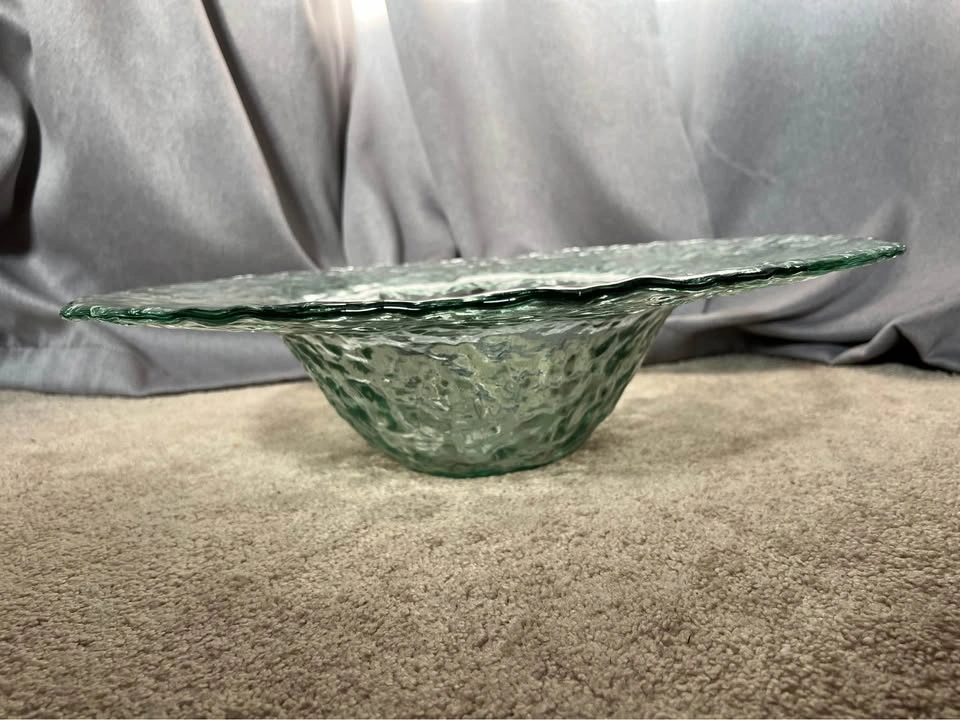 Large Textured Clear Glass Rimmed Bowl - photo 2