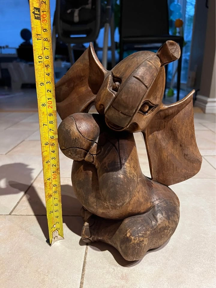 Hand-Carved Wooden Dumbo Elephant Figurine - photo 3