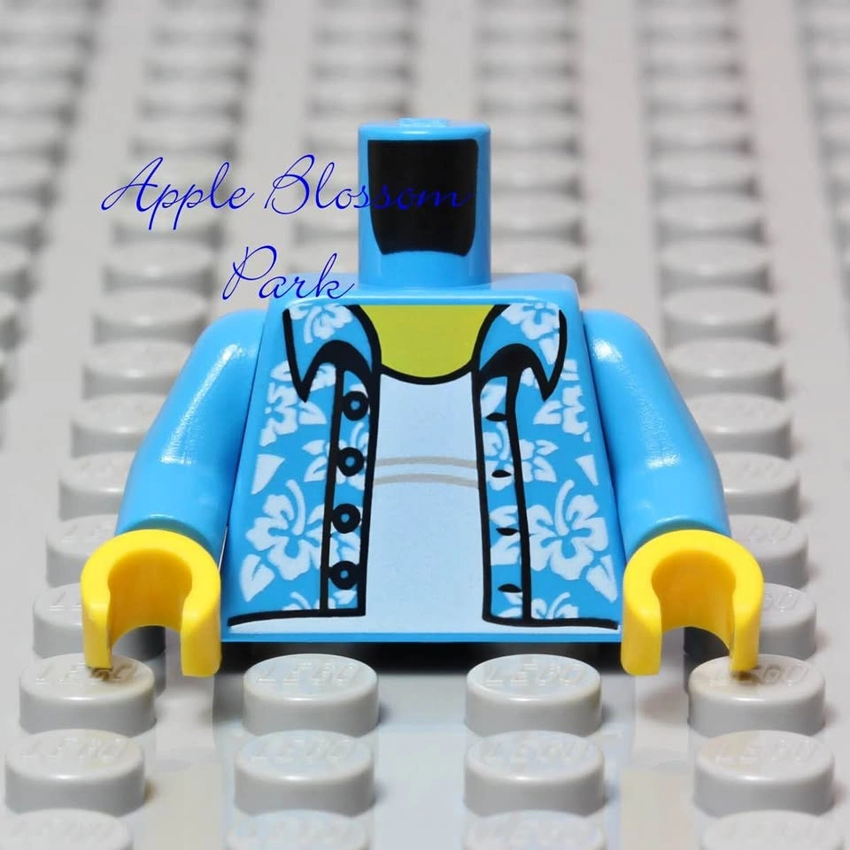 NEW Lego Dark Azure MINIFIG TORSO - Blue Flower Hawaiian Boy Shi