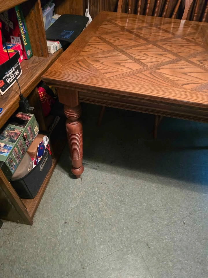 Oak Parquet Inlay Dining Table with Extension Leaf - photo 3