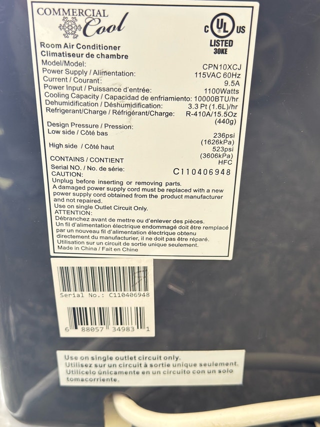 Commercial Cool 10,000 BTU Portable AC – WORKS PERFECT - photo 5